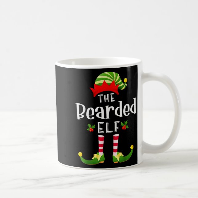 Bearded Christmas Elf Matching Pajama X-mas Party  Coffee Mug (Right)