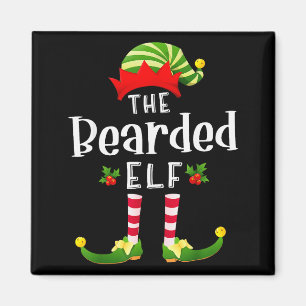 Bearded Christmas Elf Matching Pajama X-mas Party Magnet