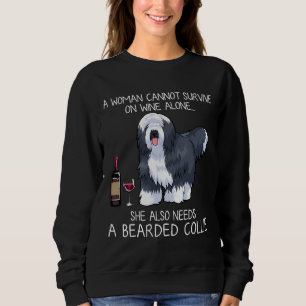 Bearded Collie And Wine Dog Fitted Sweatshirt