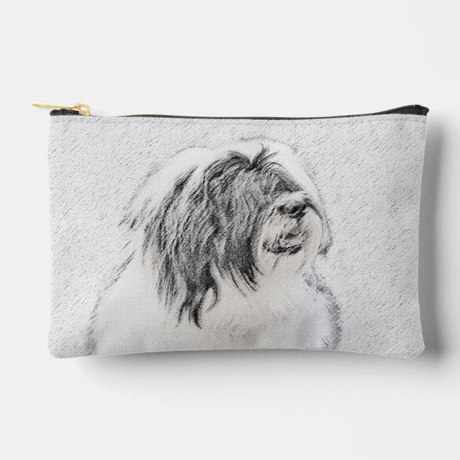 Bearded Collie Beardie Black Drawing Cute Dog Art Accessory Pouch (Front)