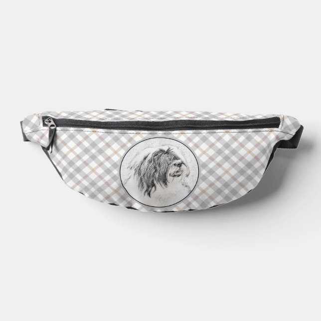 Bearded Collie Beardie Black Drawing Cute Dog Art Bum Bags (Lay Down)