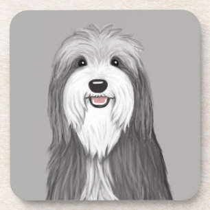 Bearded Collie Cartoon Dog Coaster