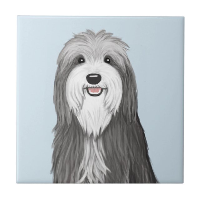 Bearded Collie Cartoon Dog Tile (Front)