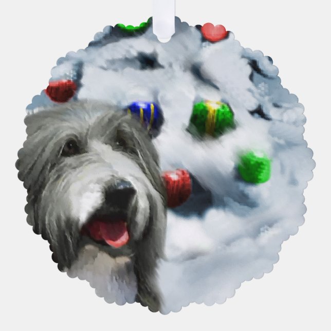 Bearded Collie Christmas Gifts Tree Decoration Card (Front)