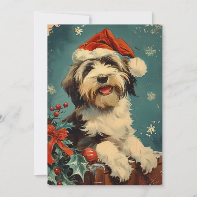 Bearded Collie Christmas Holiday Card (Front)
