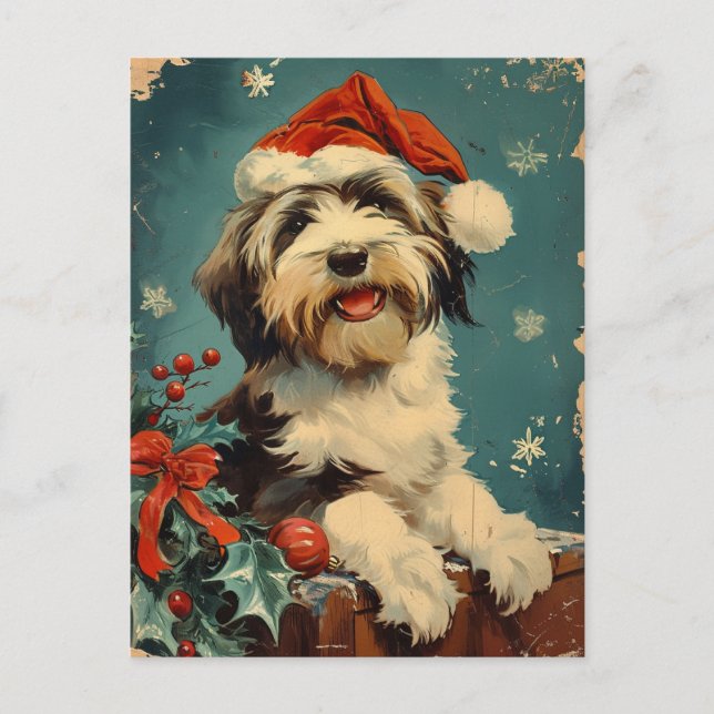 Bearded Collie Christmas Postcard (Front)