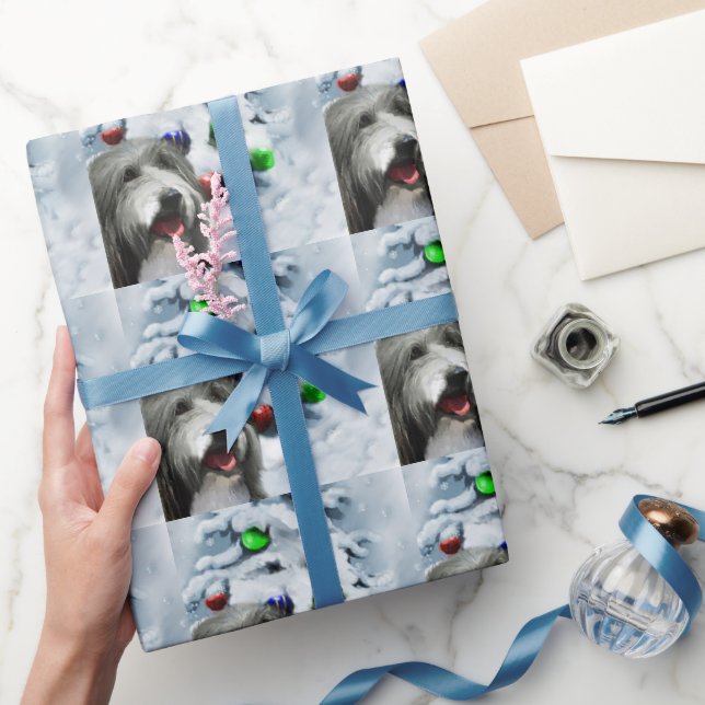 Bearded Collie Christmas Wrapping Paper (Gifting)