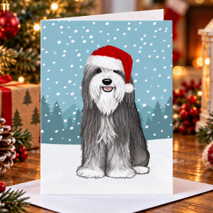 Bearded Collie Cute Dog Christmas Custom Holiday Card