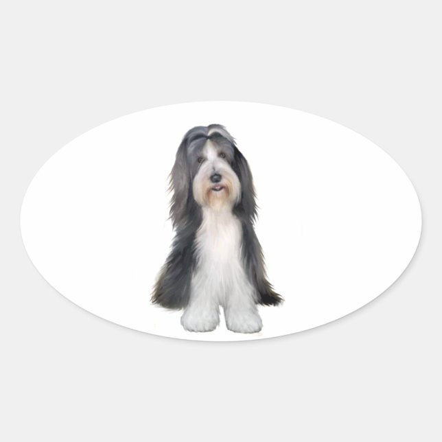 Bearded Collie (D) - Slate and white Oval Sticker (Front)