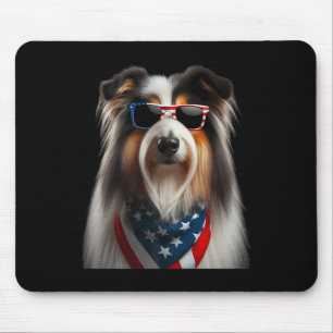 Bearded Collie Dog 4th Of July American Independen Mouse Pad