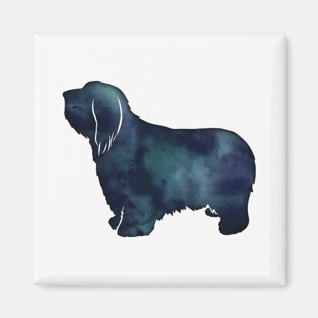 Bearded Collie Dog Breed Black Silhouette Magnet (Front)
