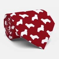 Bearded Collie Dog Silhouettes Pattern Red