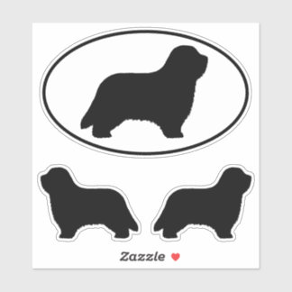 Bearded Collie Dog Silhouettes Vinyl Sticker Set