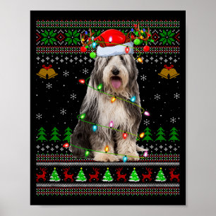 Bearded Collie Dog Ugly Christmas Sweater Holiday Poster