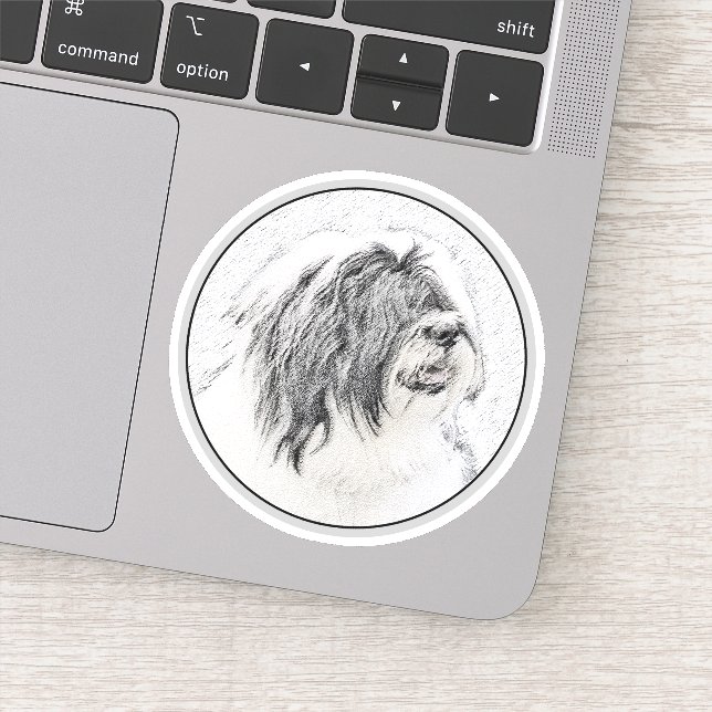 Bearded Collie Drawing - Cute Original Dog Art (Detail)