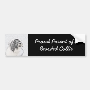 Bearded Collie Drawing - Cute Original Dog Art Bumper Sticker