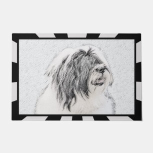 Bearded Collie Drawing - Cute Original Dog Art Doormat