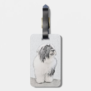 Bearded Collie Drawing - Cute Original Dog Art Luggage Tag