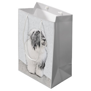 Bearded Collie Drawing - Cute Original Dog Art Medium Gift Bag