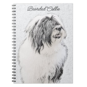 Bearded Collie Drawing - Cute Original Dog Art Notebook