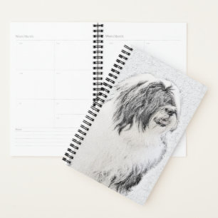 Bearded Collie Drawing - Cute Original Dog Art Planner