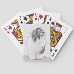 Bearded Collie Drawing - Cute Original Dog Art Playing Cards