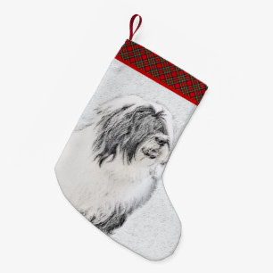 Bearded Collie Drawing - Cute Original Dog Art Small Christmas Stocking