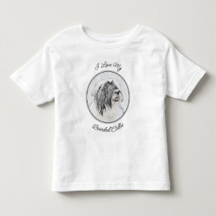 Bearded Collie Drawing - Cute Original Dog Art Toddler T-Shirt
