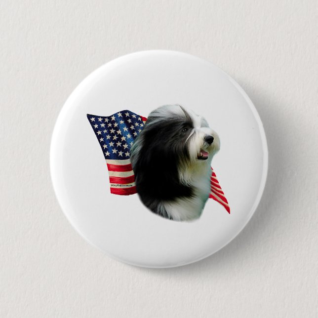 Bearded Collie Flag 6 Cm Round Badge (Front)