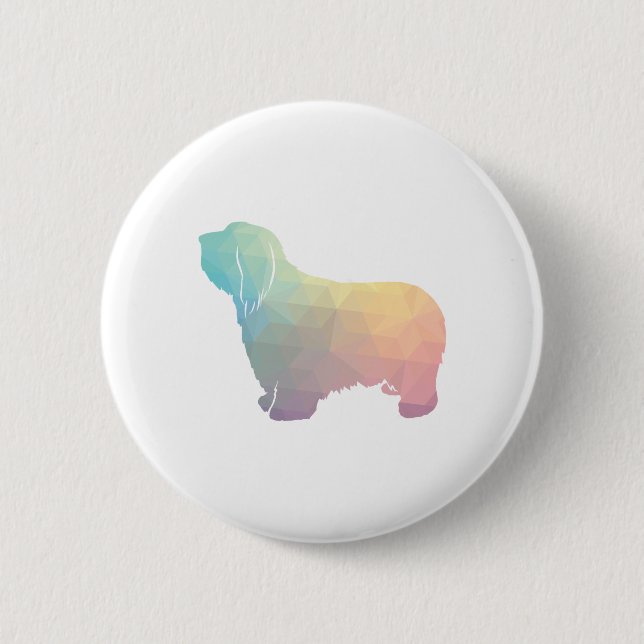Bearded Collie Geometric Pattern Silhouette Pastel 6 Cm Round Badge (Front)