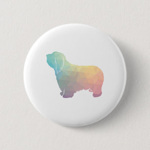 Bearded Collie Geometric Pattern Silhouette Pastel 6 Cm Round Badge