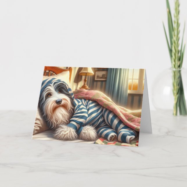 Bearded Collie Get Well Soon Card (Front)