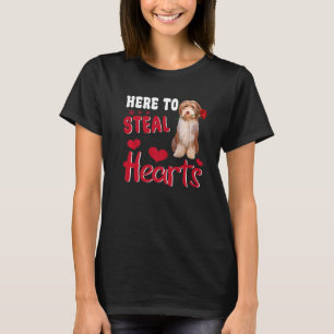 Bearded Collie Here To Steal Hearts Funny Dog Vale T-Shirt