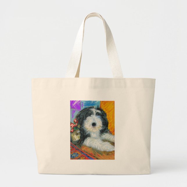 Bearded Collie Large Tote Bag (Front)