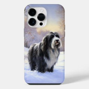 Bearded Collie Let It Snow Christmas iPhone 14 Pro Max Case