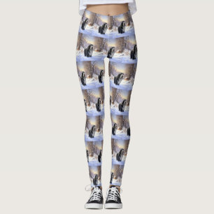 Bearded Collie Let It Snow Christmas Leggings