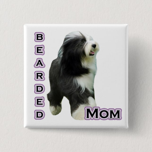 Bearded Collie Mum 4  - Button (Front)