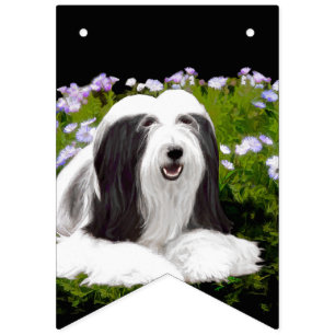 Bearded Collie Painting - Cute Original Dog Art Bunting
