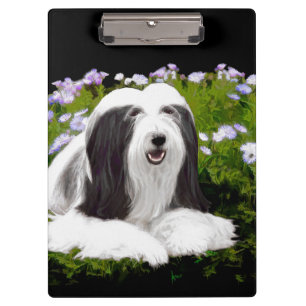 Bearded Collie Painting - Cute Original Dog Art Clipboard