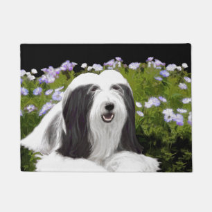 Bearded Collie Painting - Cute Original Dog Art Doormat