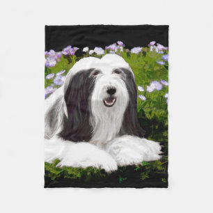 Bearded Collie Painting - Cute Original Dog Art Fleece Blanket
