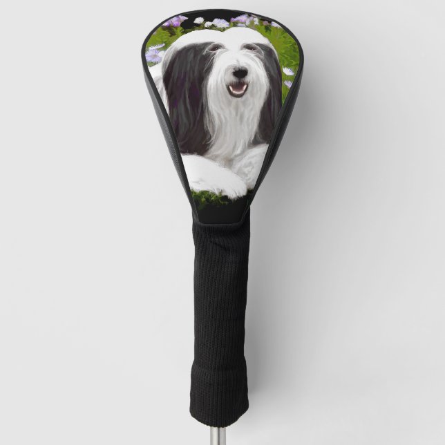 Bearded Collie Painting - Cute Original Dog Art Golf Head Cover (Front)