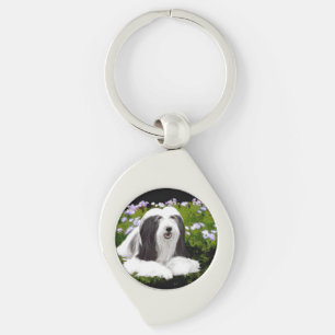 Bearded Collie Painting - Cute Original Dog Art Key Ring