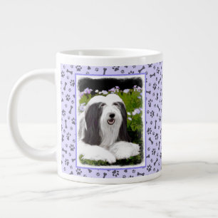 Bearded Collie Painting - Cute Original Dog Art Large Coffee Mug