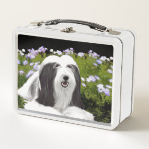 Bearded Collie Painting - Cute Original Dog Art Metal Lunch Box