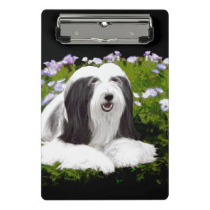 Bearded Collie Painting - Cute Original Dog Art Mini Clipboard