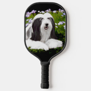 Bearded Collie Painting - Cute Original Dog Art Pickleball Paddle