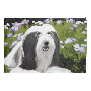 Bearded Collie Painting - Cute Original Dog Art Pillowcase