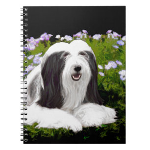 Bearded Collie Painting - Cute Original Dog Art Spiral Notebook