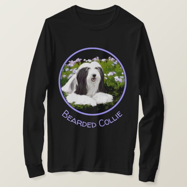 Bearded Collie Painting - Cute Original Dog Art T-Shirt (Design Front)